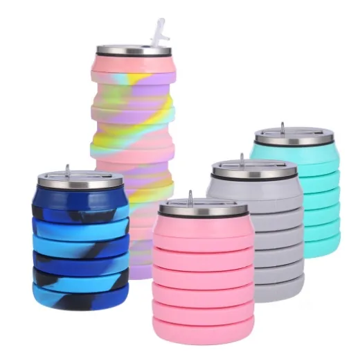 Custom Logo 480ml Foldable Silicone Water Bottle - Perfect for Travel