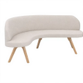 European Curved Sofa Fabric Upholstered Seating Wooden Legs Living Room Bedroom Hotel Apartment