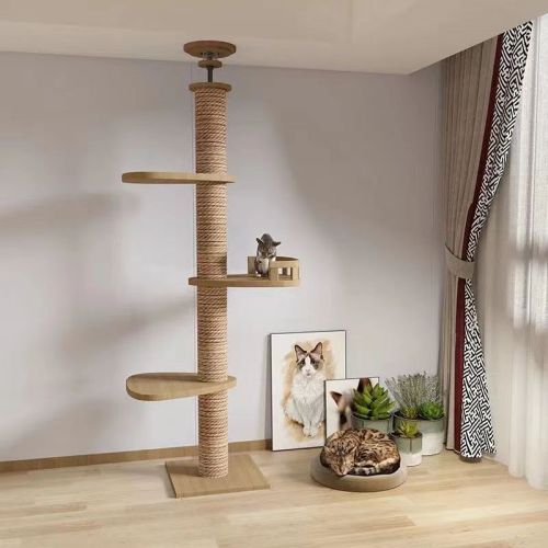Adjustable Height Luxury Cat Tower Scratching Post Wooden