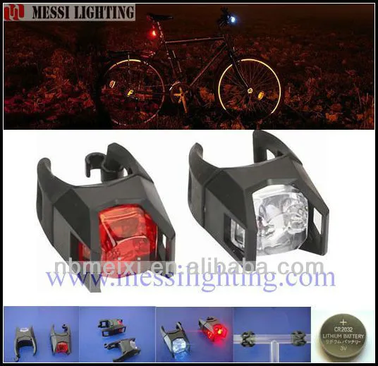 2 LED clip on front bicycle light set