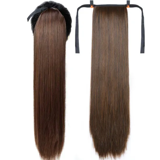 wholesale Private Label  Natural Straight Synthetic Extension Ribbon ponytail Hair for Women Hair