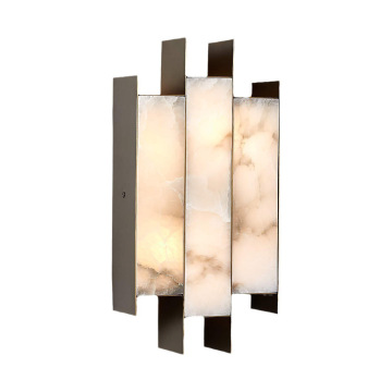 Spanish Style Modern Luxury Villa Interior with Natural Marble and Copper Wall Lamps