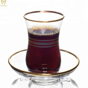 Classic Turkish Tea Glasses Set with Saucers