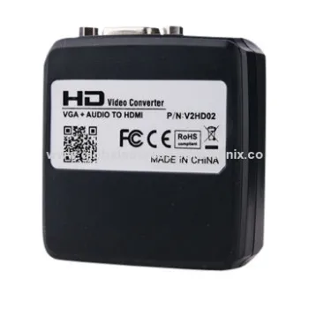 Audio three port VGA + audio to HDMI converter box for family