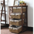 Chest Of Drawers 4 Tier Wood Cabinet With Drawers Rattan Basket Manufactory