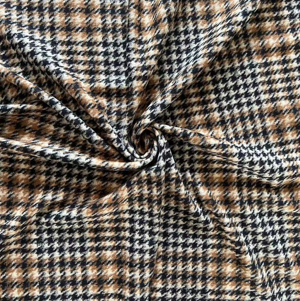 Knitted Check Pattern Wool Tartan Fabric