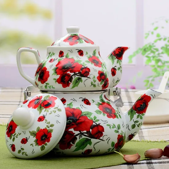 2.5L +0.9 L Various Decal Whistling Enamel Kettle