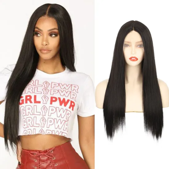 Vigorous Lace Front Wigs for Women Synthetic Long Straight Middle Part Heat Resistant Fiber Hair Natural Looking Wig