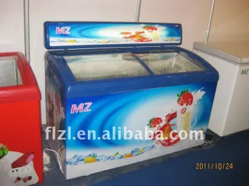 curved-glass door chest freezer