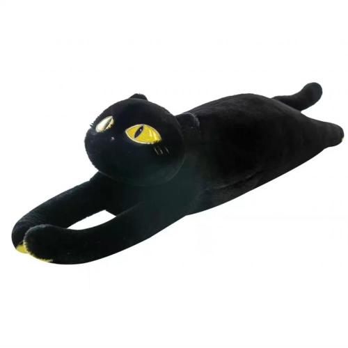 Brinquedo de pelúcia de gato preto realista para crianças para crianças