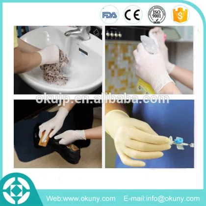 S M L Size Natural latex gloves wholesale