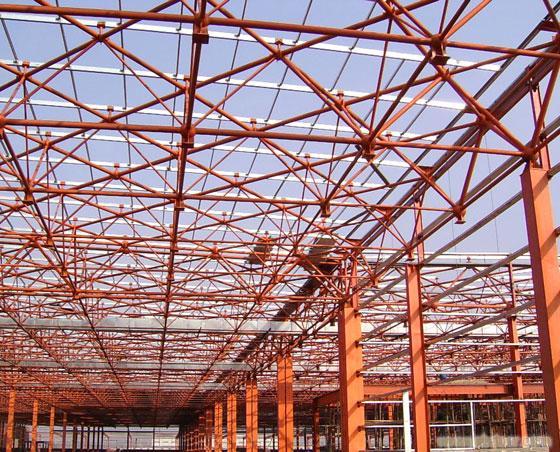 Construção da estrutura de aço para oficina e fazendas