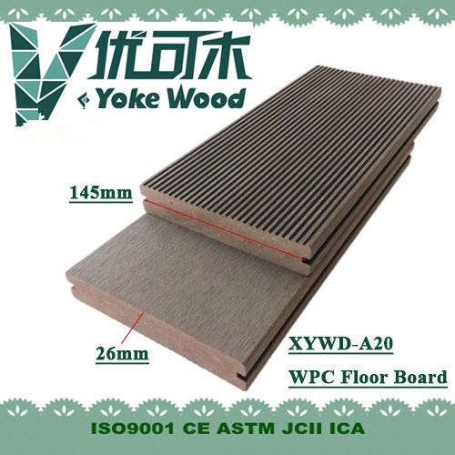 Sunlight resistant, wear resistant, easy clean wood-plastic composite (WPC) flooring deck