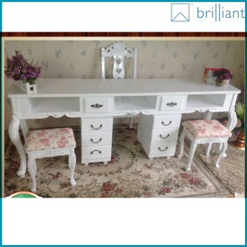 1675# 2 meter white wood with MDF nail salon furniture table/manicure tables