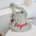 Custom Trendy Bonjour Reusable Large Drawstring Bag