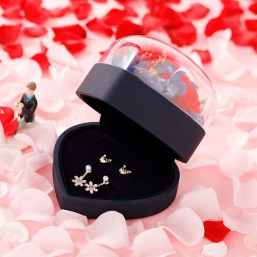 A1 Eternal Flower Jewelry Packing Rose Gift Box: Heart Shaped Creative Wedding Jewelry Box for Rings and Necklaces