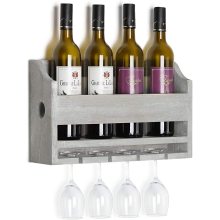 Rustic Wall Mounted Wooden Wine Rack