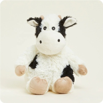 Cute Plush White and Black Cow Toy: Microwave Heating Toy