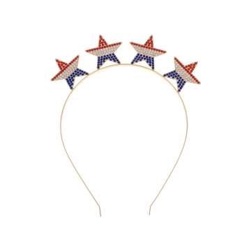 Red White Blue Star Rhinestone Headpiece - USA Patriotic Independence Day Party Headband