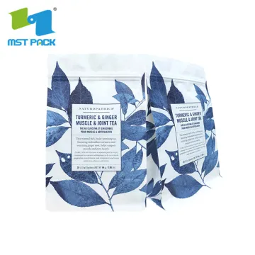Custom logo design stand up pouch compostable zipper tea bag
