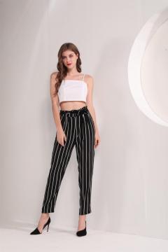 Women's Black and White Stripe Pants