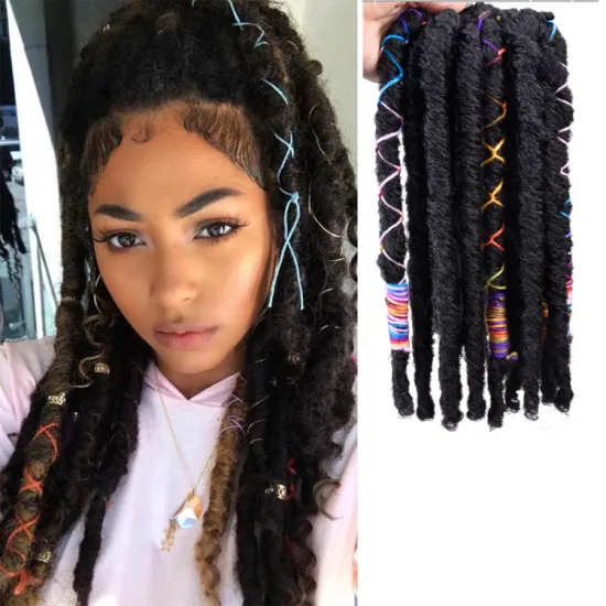 Japanese fiber new design crochet dreadlocks with color line synthetic dread lock hair extensions weave for sale