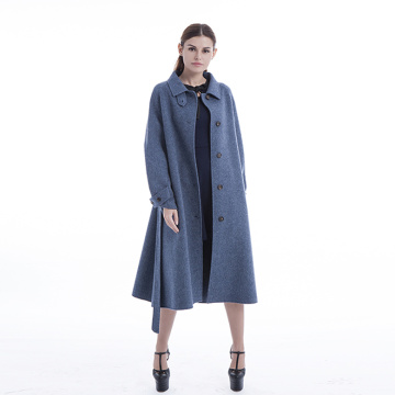 New model Single-breasted blue cashmere overcoat