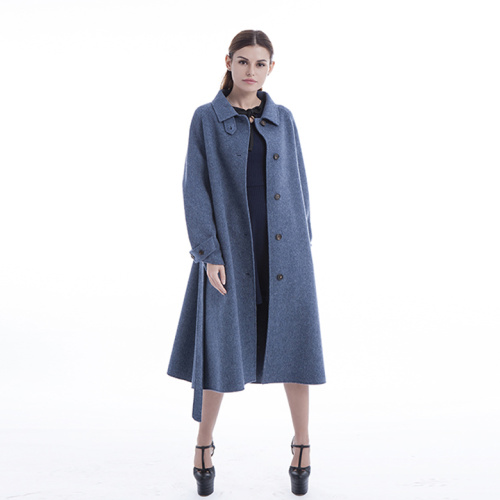 New model Single-breasted blue cashmere overcoat