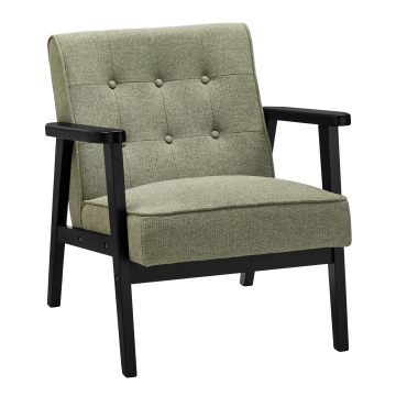 Customized Nordic Wooden Tufted Fabric Armchair