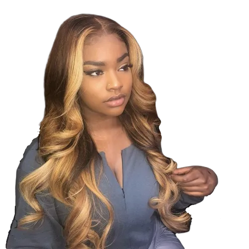 Ombre 4/27  Lace Front Wig Brazilian Remy Human Hair  Wigs Ombre 4/27 Body Wave Lace Front Wig Pre Plucked Highlights