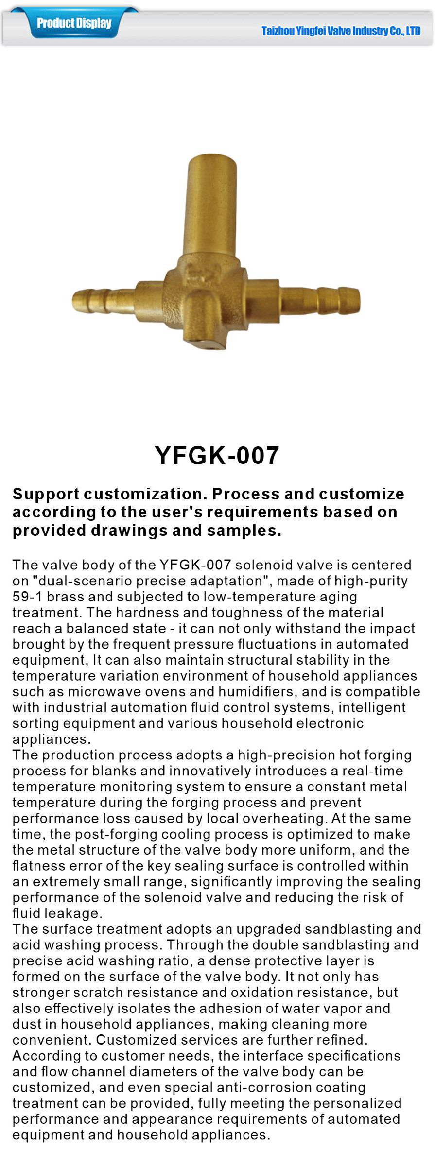Electromagnetic valve body for household appliances-xiangqing1-YFGK-007