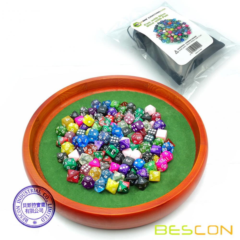 Bescon 120pcs Набор сокровищ, случайно смешанная RPG Dice Pack из 120; Полиэдральная игра в кости из радуги с блестками, драгоценными камнями, Swirly, каменными стилями