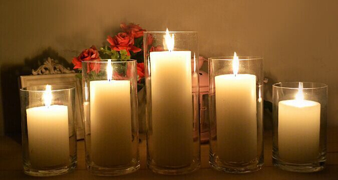 Glass Candles Ivory Pillar Candles