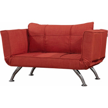 Metal Legs Red Fabric Armchair Sofa Bed