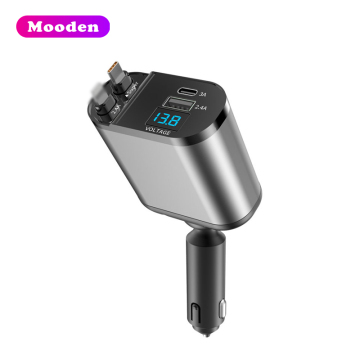 LX11 120W Super Fast Retractable Car Charging Cable with 4-in-1 Multi-Charging Ports