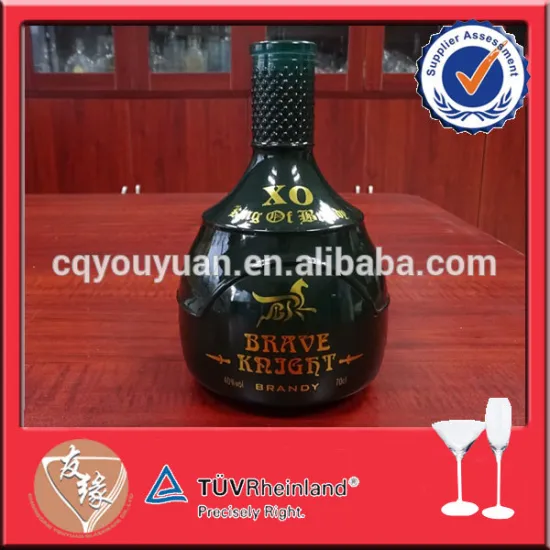 Empty XO brandy green color glass bottles 700ml