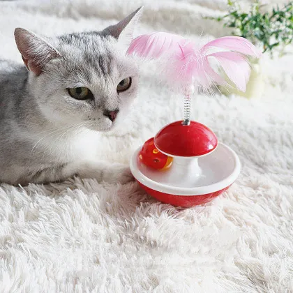 MOFESIPI Cat Toy Feather Bell Tumbler Teasing Stick