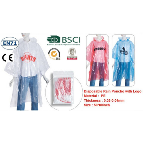 pe Disposable Raincoats Type and PVC polyester Material