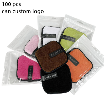 Logo Custom Microfiber Makeup Remover Pads - Square and Round with Storage Bag