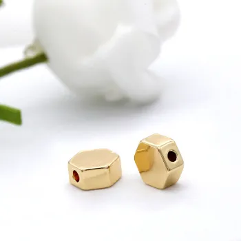 14K Gold Plated Geometric Hexagon Spacer Beads - Simple Design