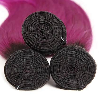 Silky Unprocessed One Donor Virgin Remy Human Hair Brazilian Weave Purple Color Straight Extensions