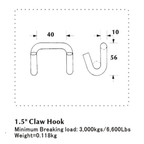 爪フック38mm Uフック