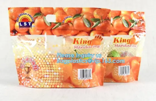 fresh fruit packaging bag with holes/OPP/CPP transparent standing fresh fruit bag with holes, ziploc slider storage bag/ziplock