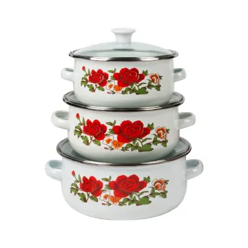 3PCS Per Set Colour Print Style a and B Cast-Iron Color Enamel Casserole
