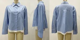 Long Sleeve Striped Contrast Blouse