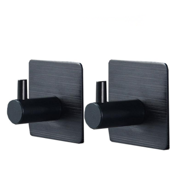 Aluminum Matt Black Robe Hook with Strong Adhesive - No Drilling Required