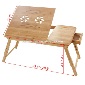 beautidul pattern Carvened flower Solid bamboo durable and portable folding laptop desk overbed tray