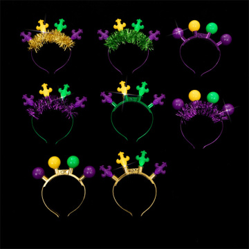 Glowing Green Carnival Headband - Mardi Gras Light-Up Headwear for Parties