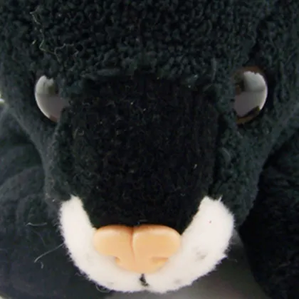 25cm Plastic Eyes and Nose All Black Plush Tiger Toy, Tiger Soft Toy, Plush Black Tiger