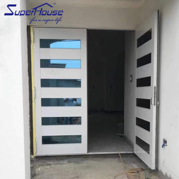 Custom Aluminum Wooden Arch Door with Tempered Glass and Kick Plate